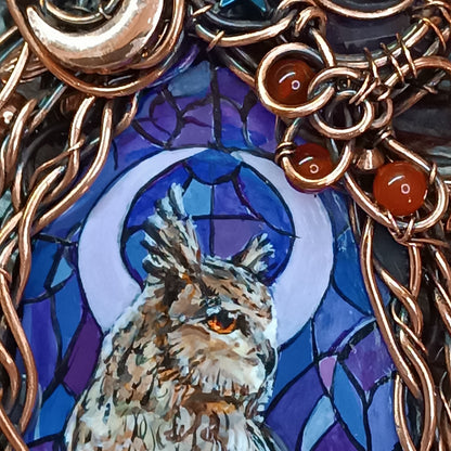 Stained glass windows owls necklace 🦉 Reversible.