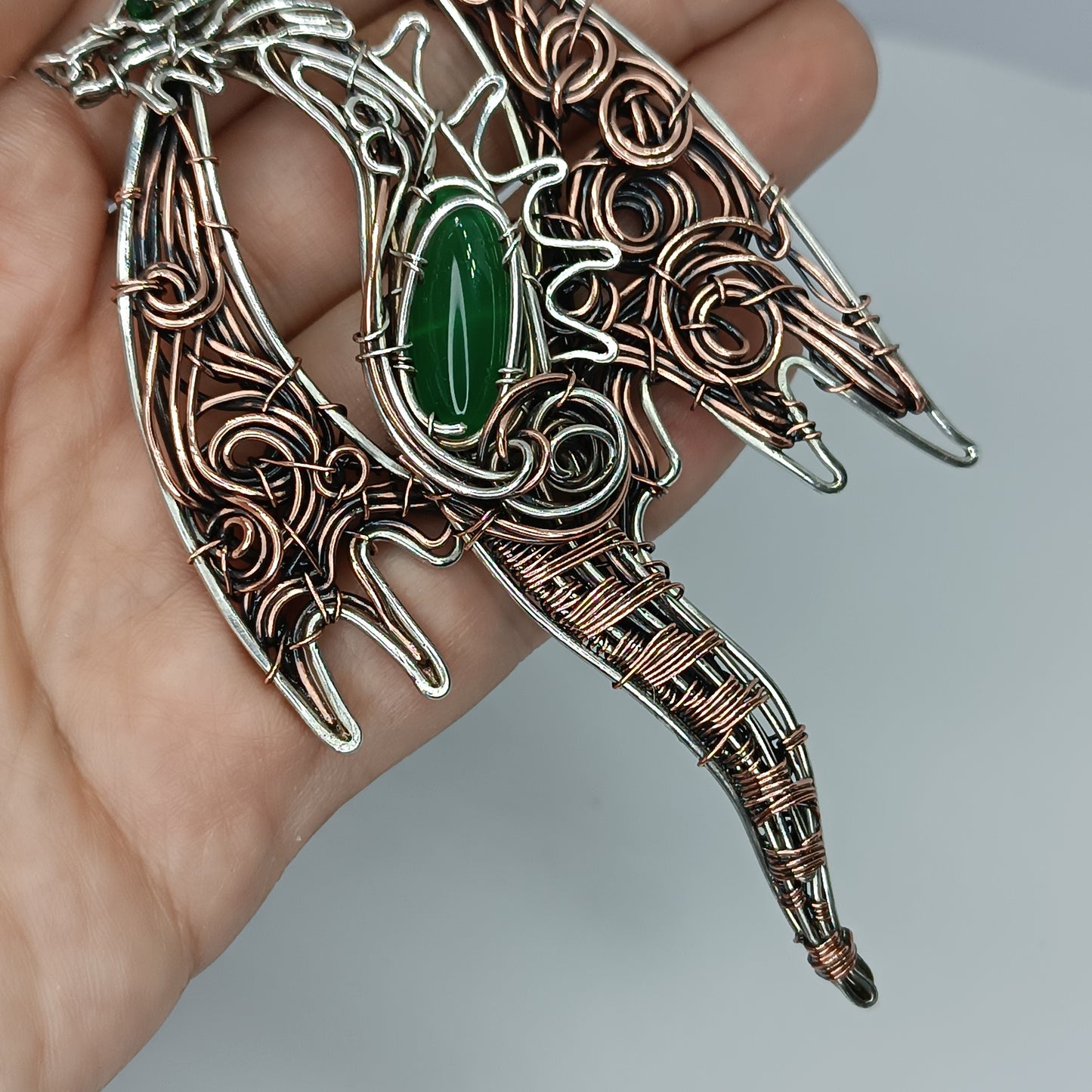 Silver and copper dragon necklace