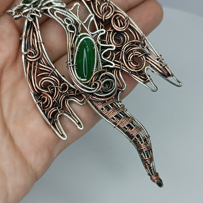 Silver and copper dragon necklace