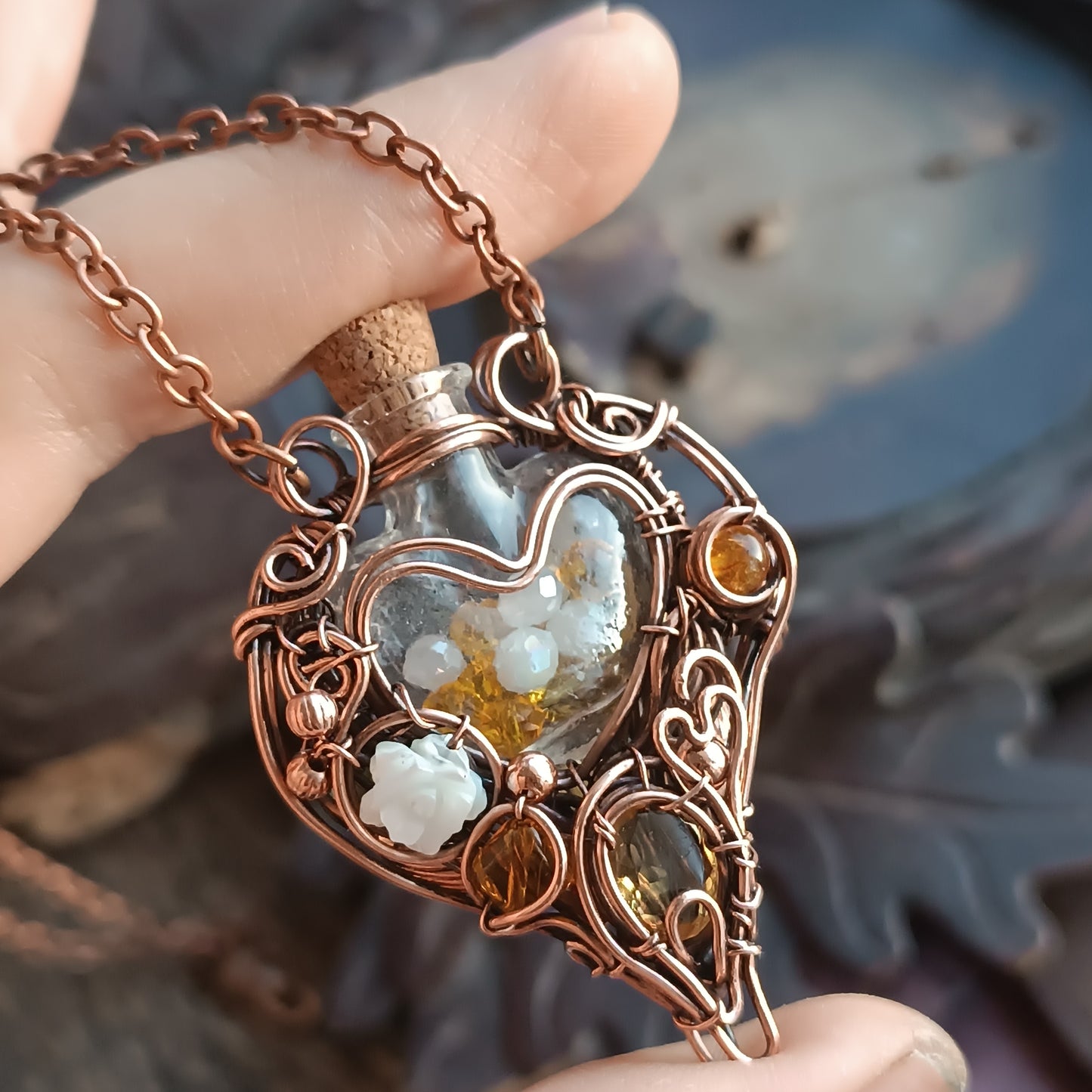 Citrine sunset. vial necklace