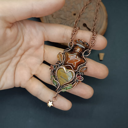Tiger eye star vial necklace