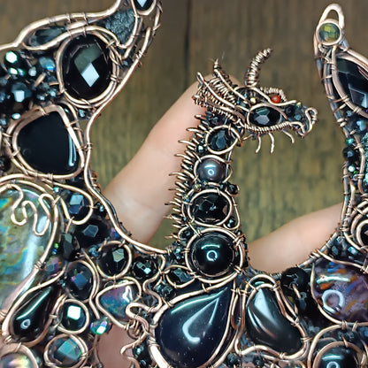 Large black dragon necklace