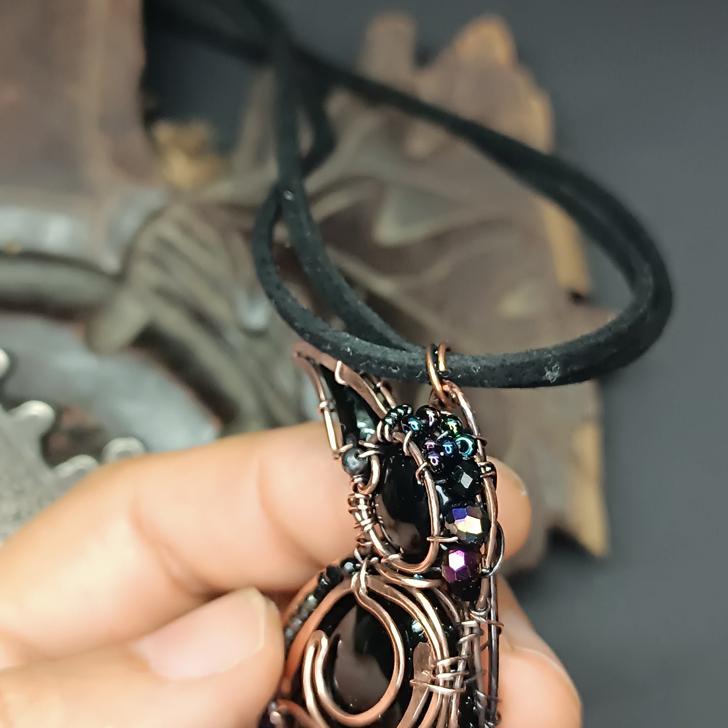 Midnight keeper. Raven necklace