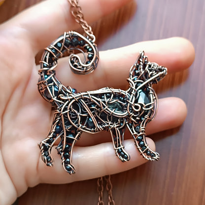 Black cat charm with tourmaline