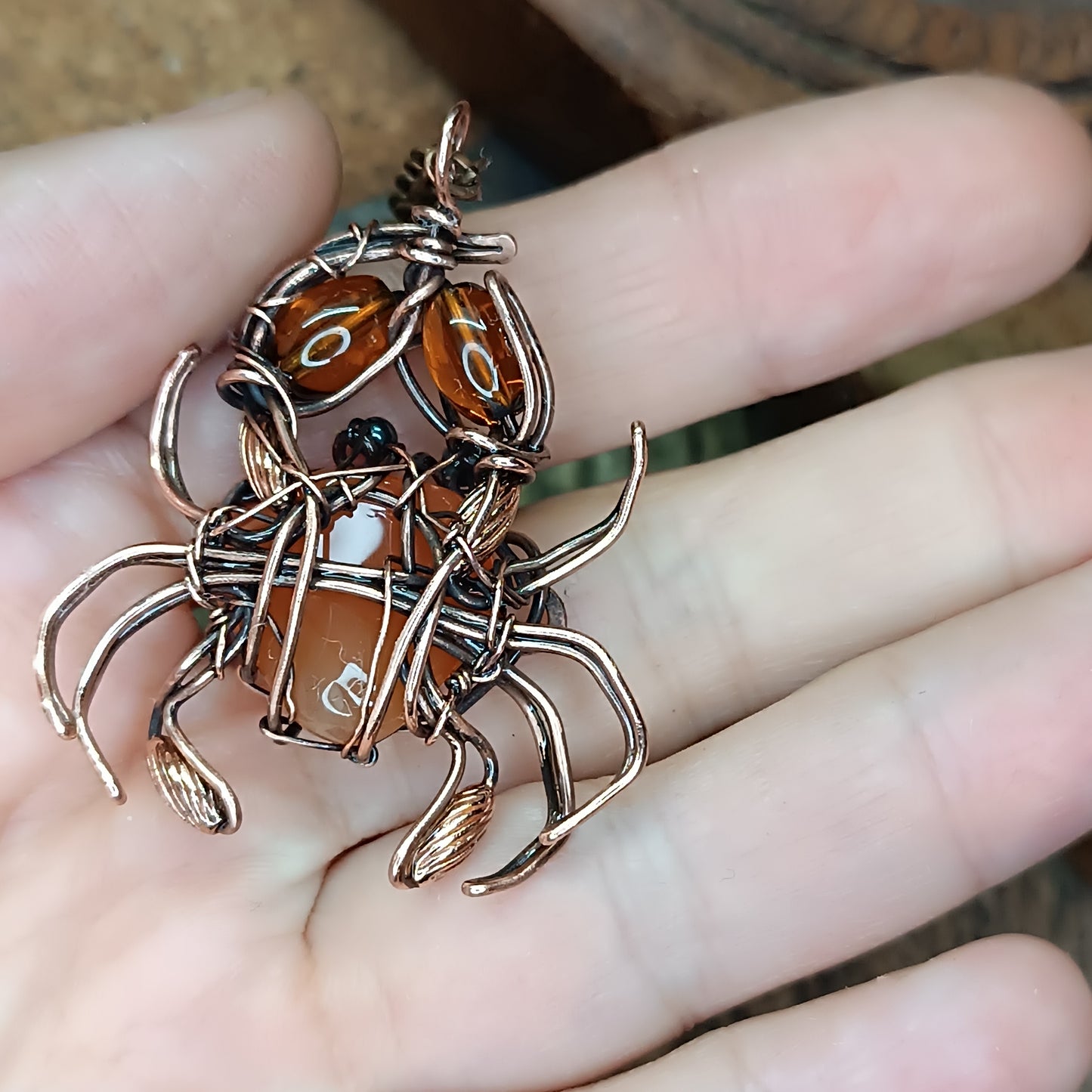 Carnelian crab pendant 🦀