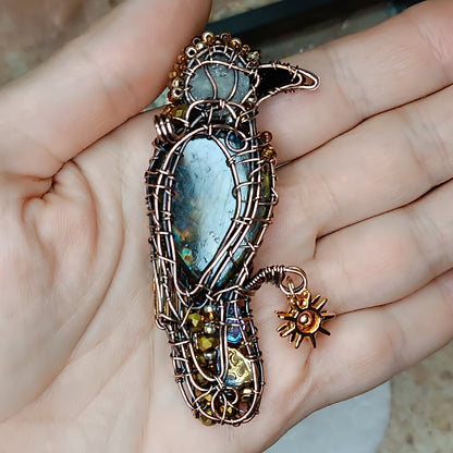 Secret keeper and The Sun. Raven necklace.