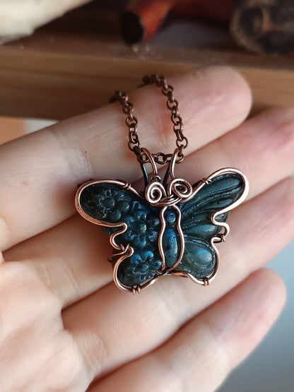 Labradorite butterfly pendant.