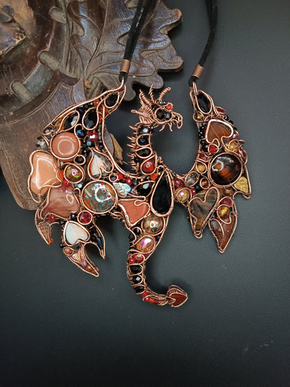 Fire dragon statement necklace