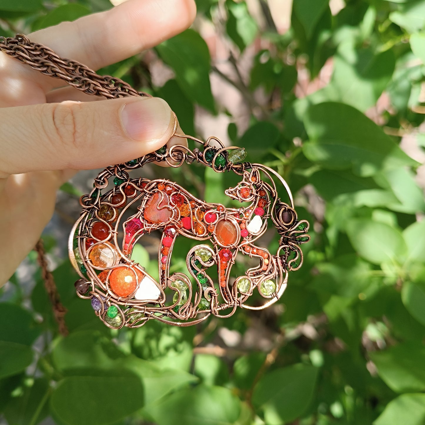 A day in the forest. Fairy tale fox necklace.