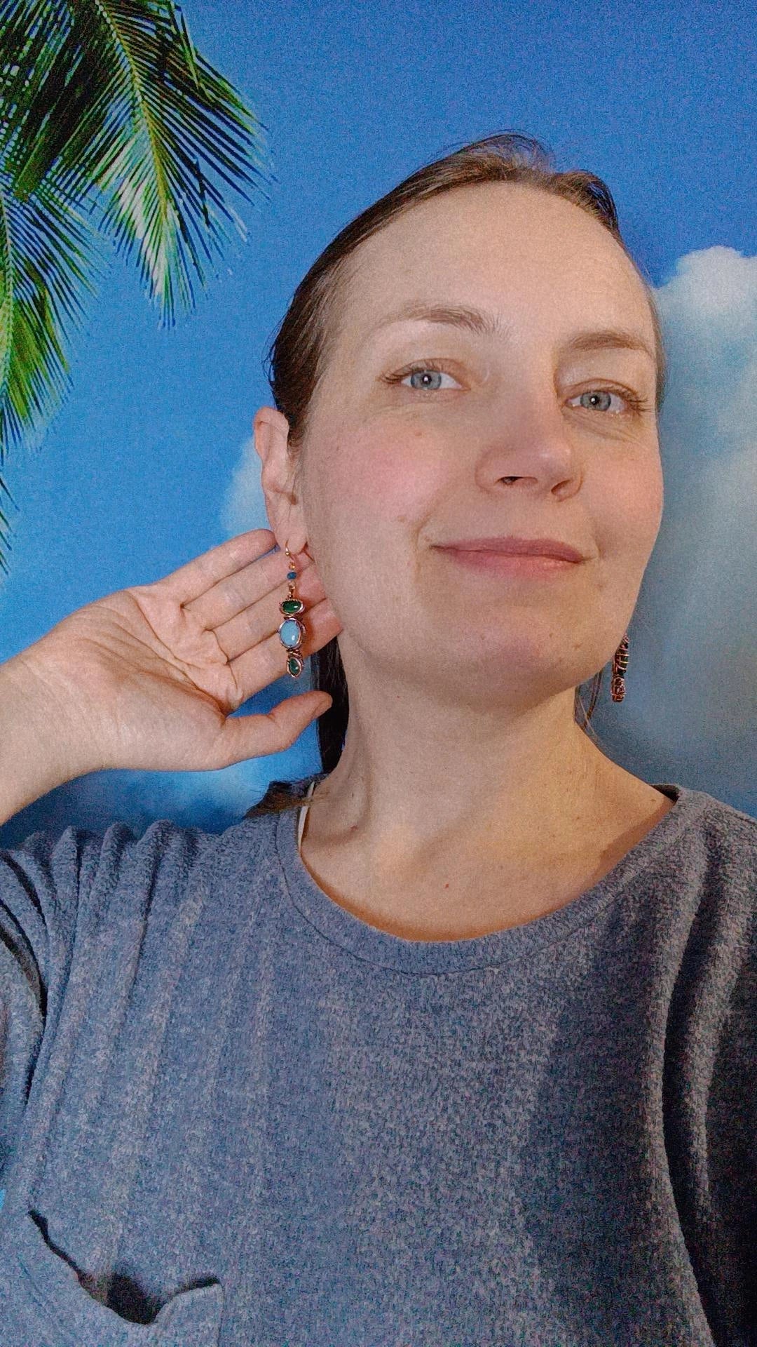 "Ocean" dangling earrings.