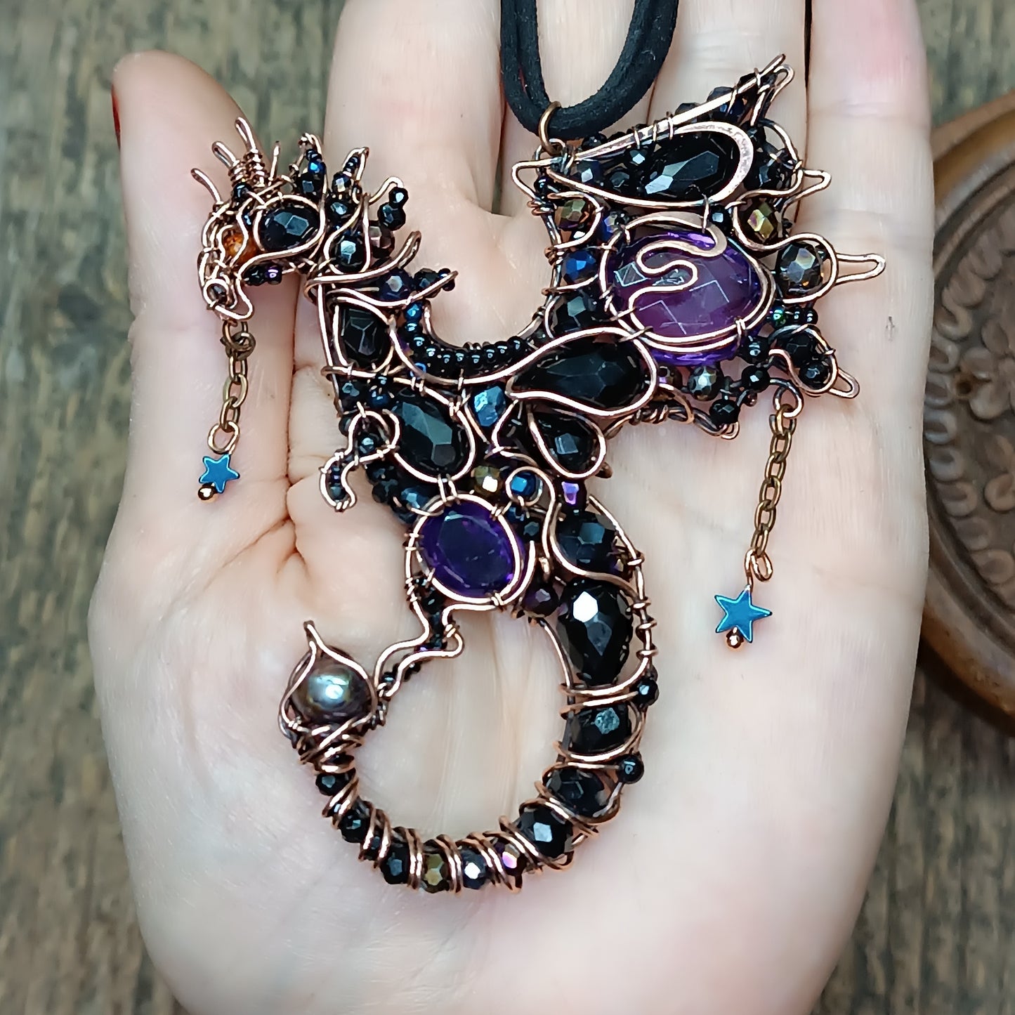 Amethyst midnight dragon necklace