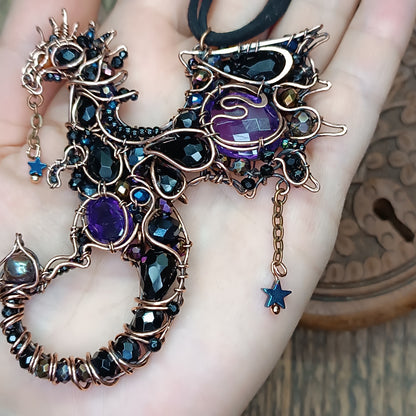 Amethyst midnight dragon necklace
