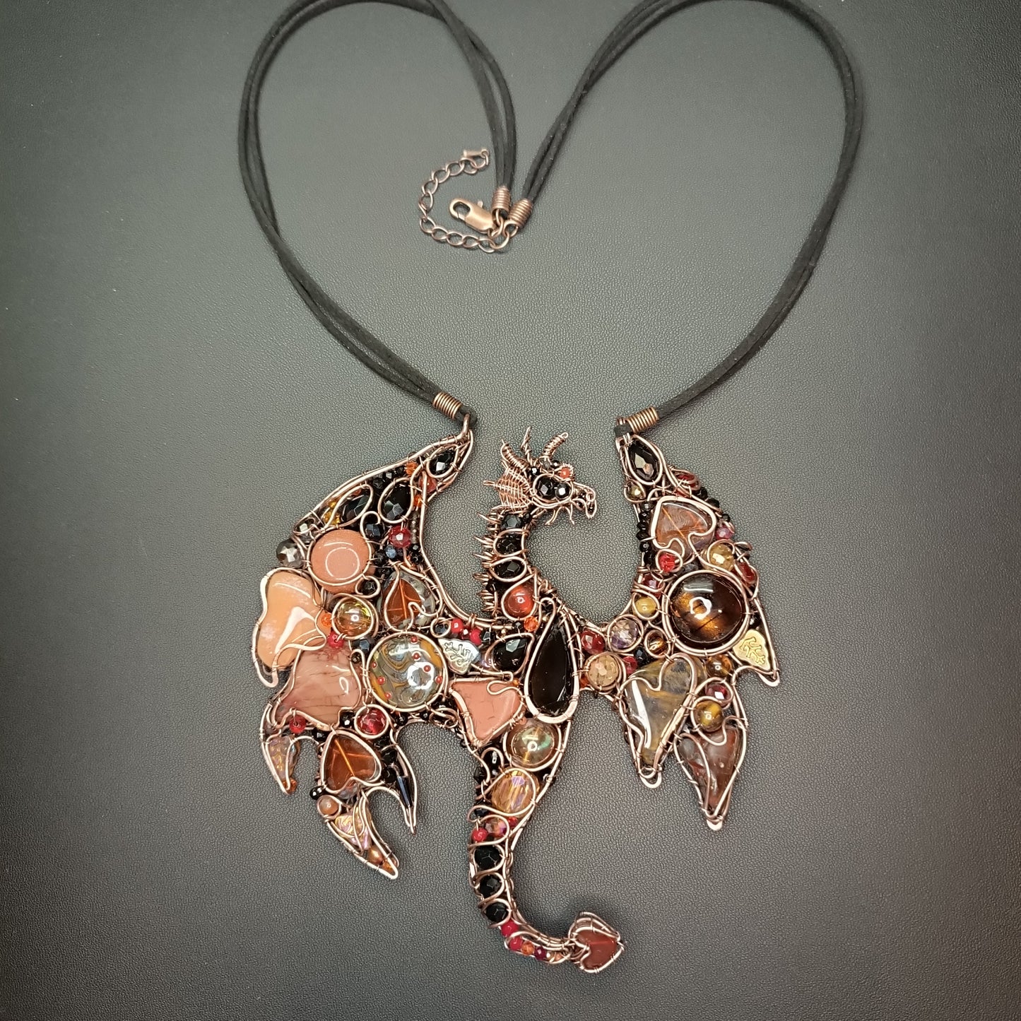 Fire dragon statement necklace