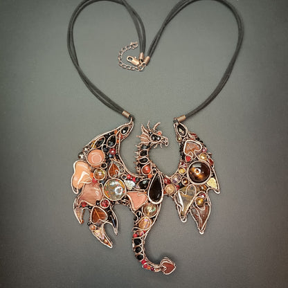 Fire dragon statement necklace