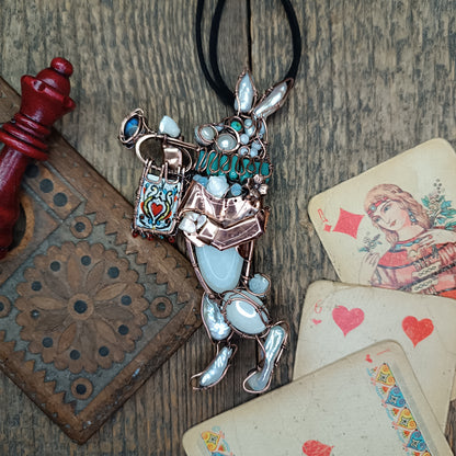 He's late for a super important date! 🐇🪊⏱️