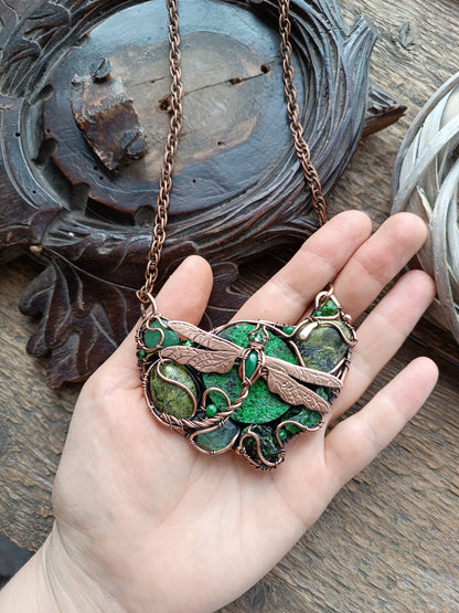 Green dragonfly necklace for Josh