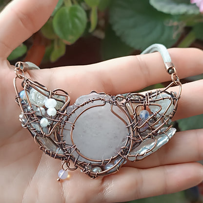 First snow. Rose necklace.