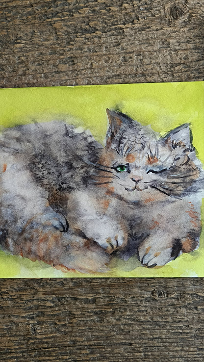 Watching you😉 Original watercolour on paper. Unframed