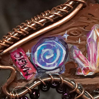 Halloween story. Painted bat necklace