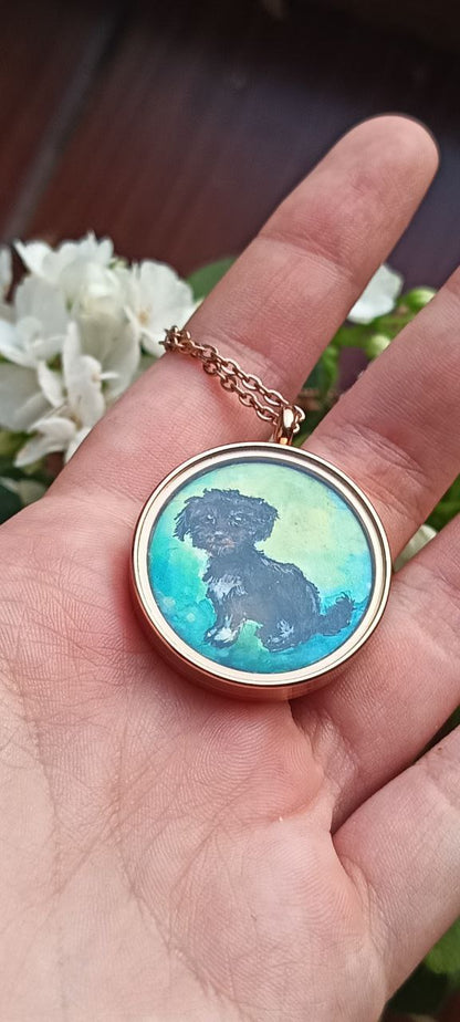 Custom miniature painted necklace.