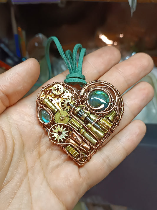 Steampunk heart necklace.