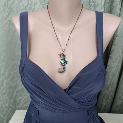 Abalone seahorse pendant