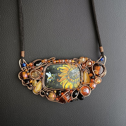 Starry night sunflower honey necklace. ✨🌀🐝🌻