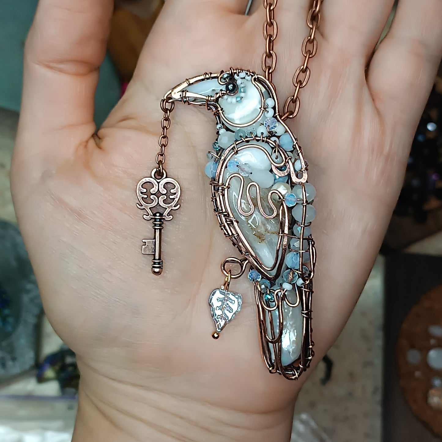 Secret keeper. White raven necklace. Rare version.