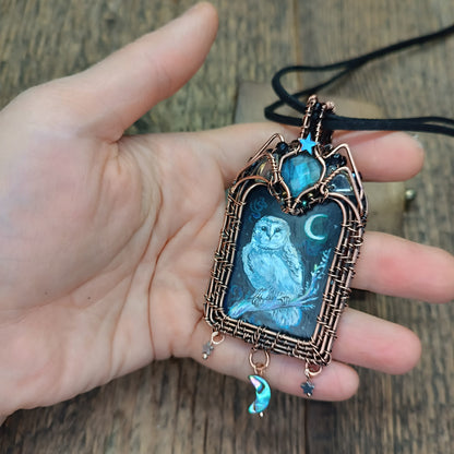 Moonlight ballade. Owl and Dragon necklace.