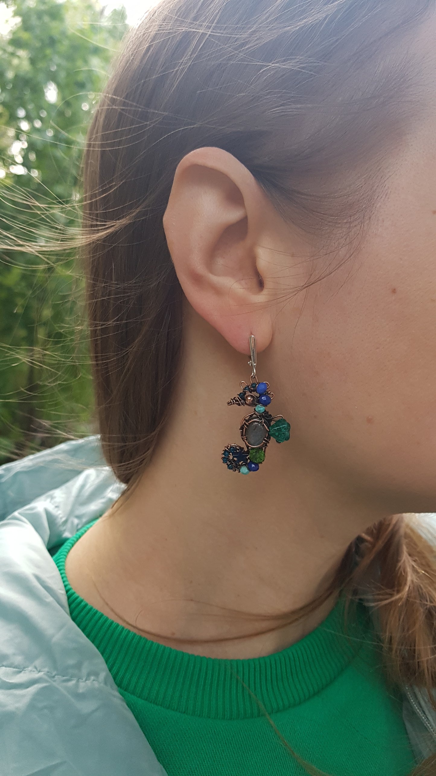 Sea horse earrings.