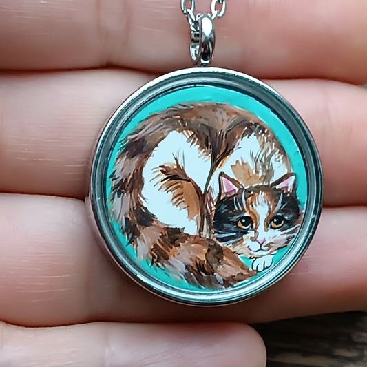 Cosy cats. Miniature paintings in a pendant!