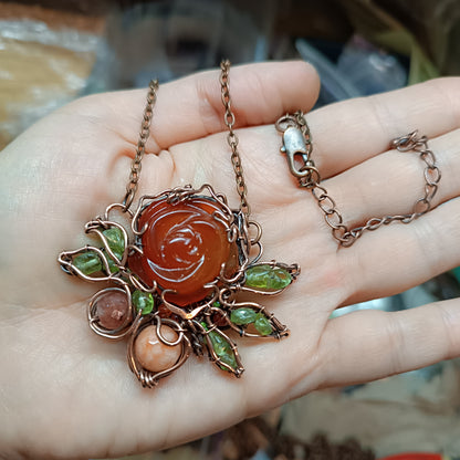 For Cheryl. Carnelian rose garden necklace