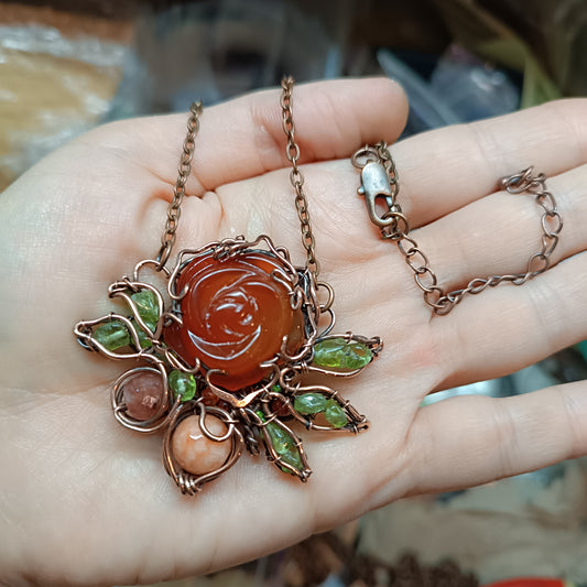 For Cheryl. Carnelian rose garden necklace