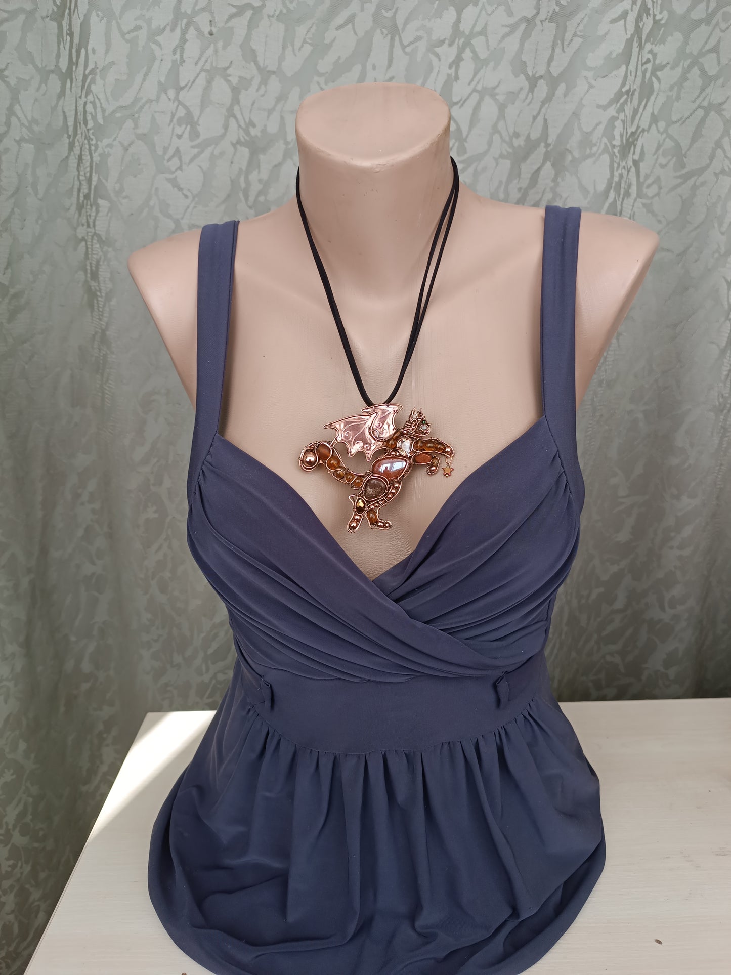 For Laurie. Magical winged cat necklace