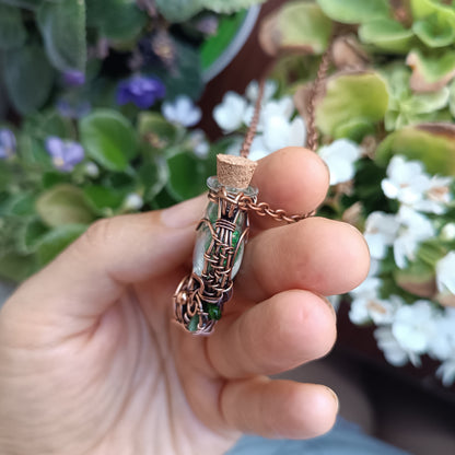 Green pixie dust. vial necklace