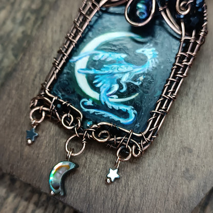 Moonlight ballade. Owl and Dragon necklace.
