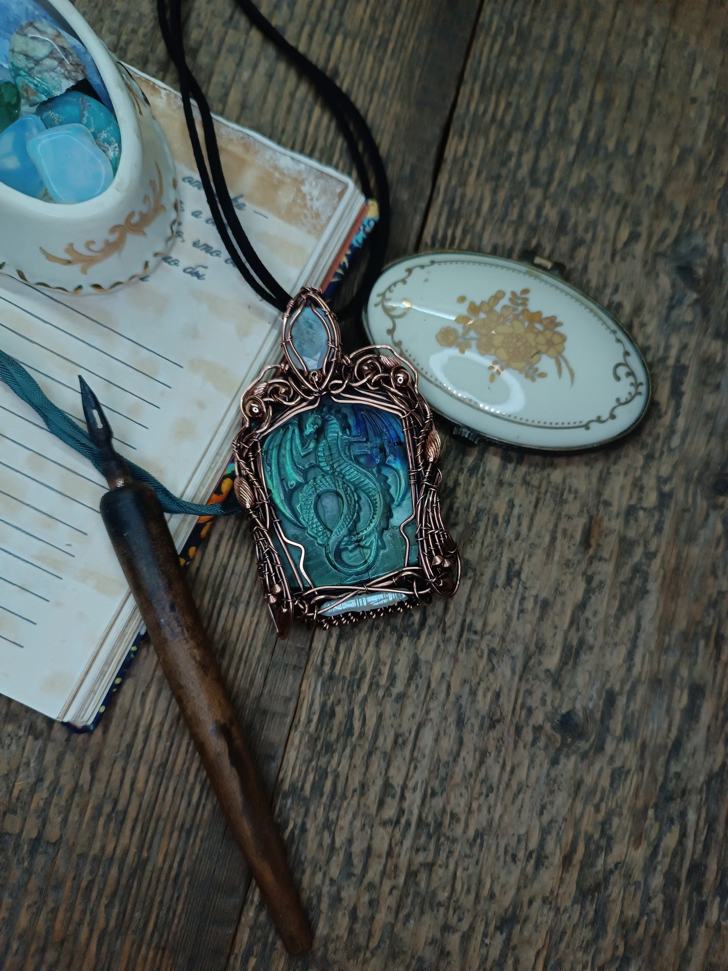 Blue dragon necklace