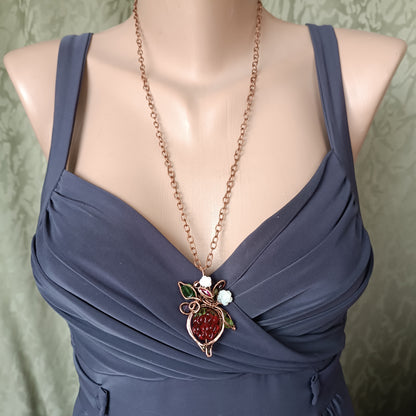 Glass raspberry necklace