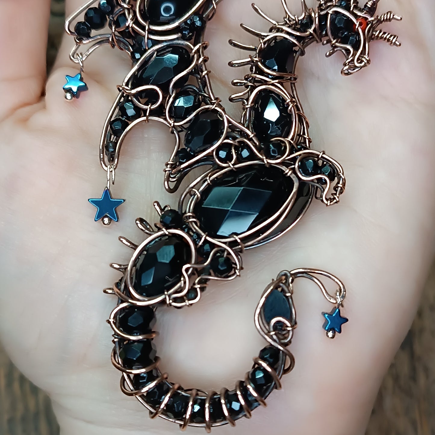 Midnight guardian. Dragon necklace.