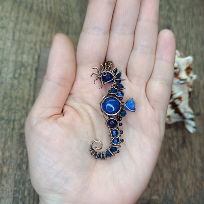 Blue lapis seahorse pendant