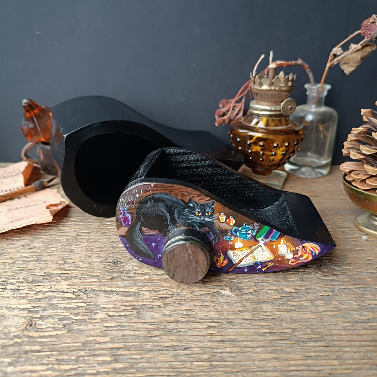 "Magic Halloween". Jewelry box for your secrets and trinkets 🐈‍⬛🐉🔮