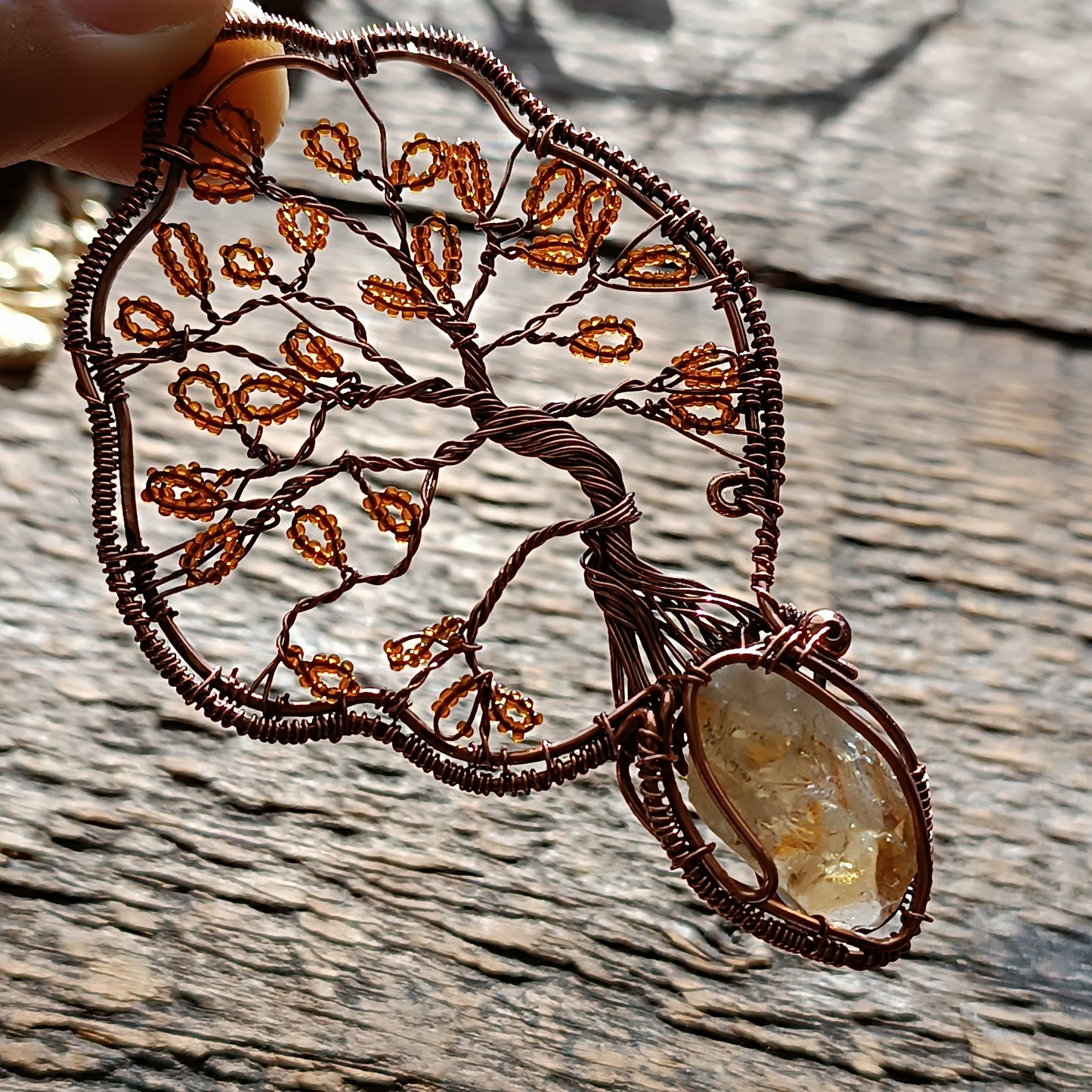 Citrine tree of life necklace