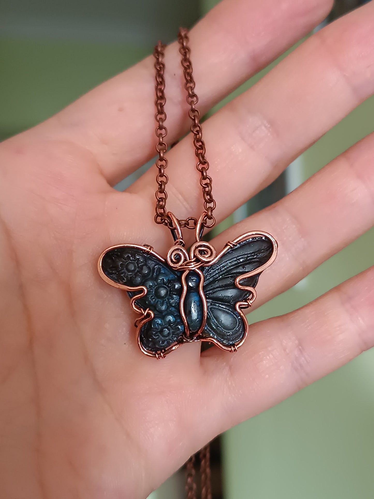 Labradorite butterfly pendant.