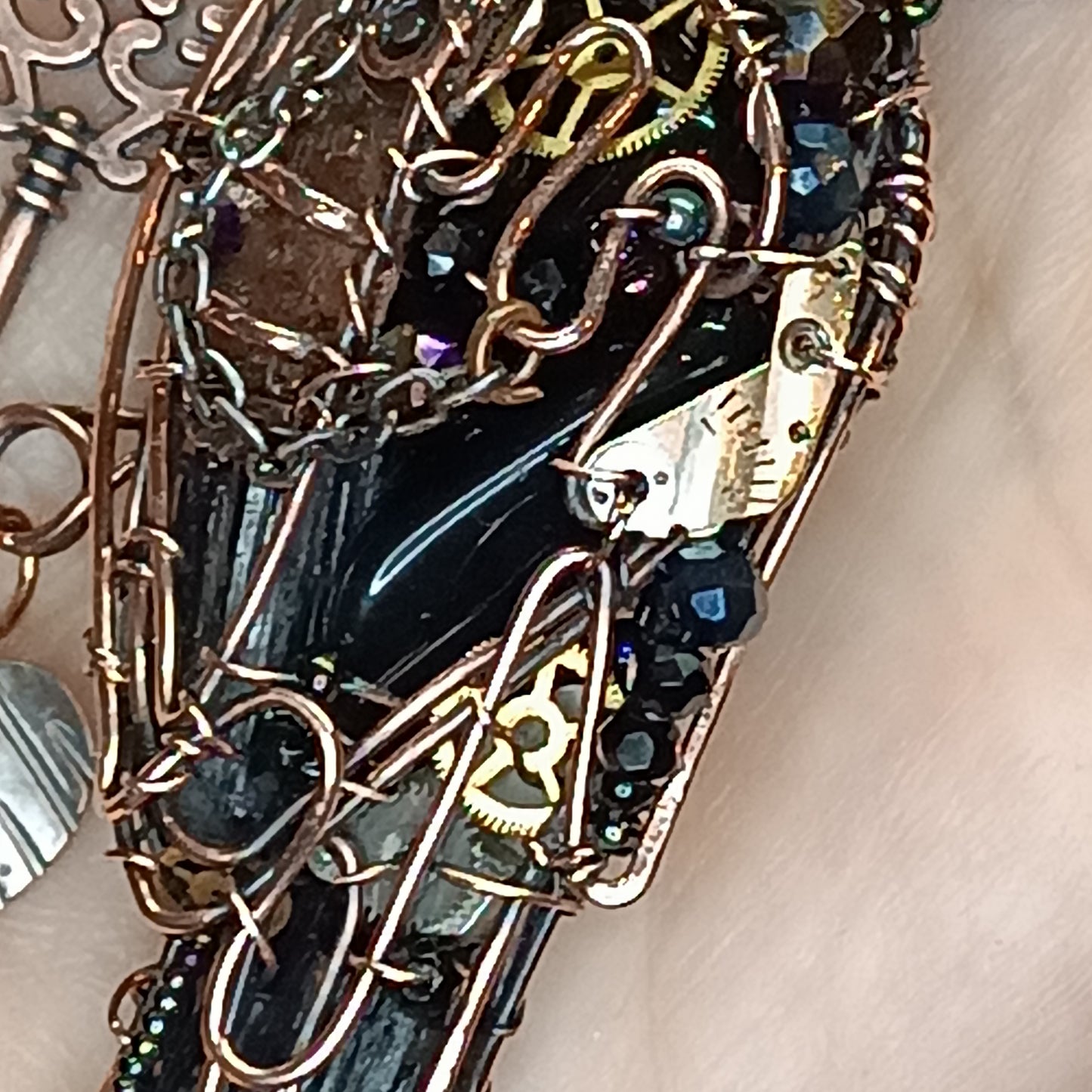 Steampunk raven necklace.