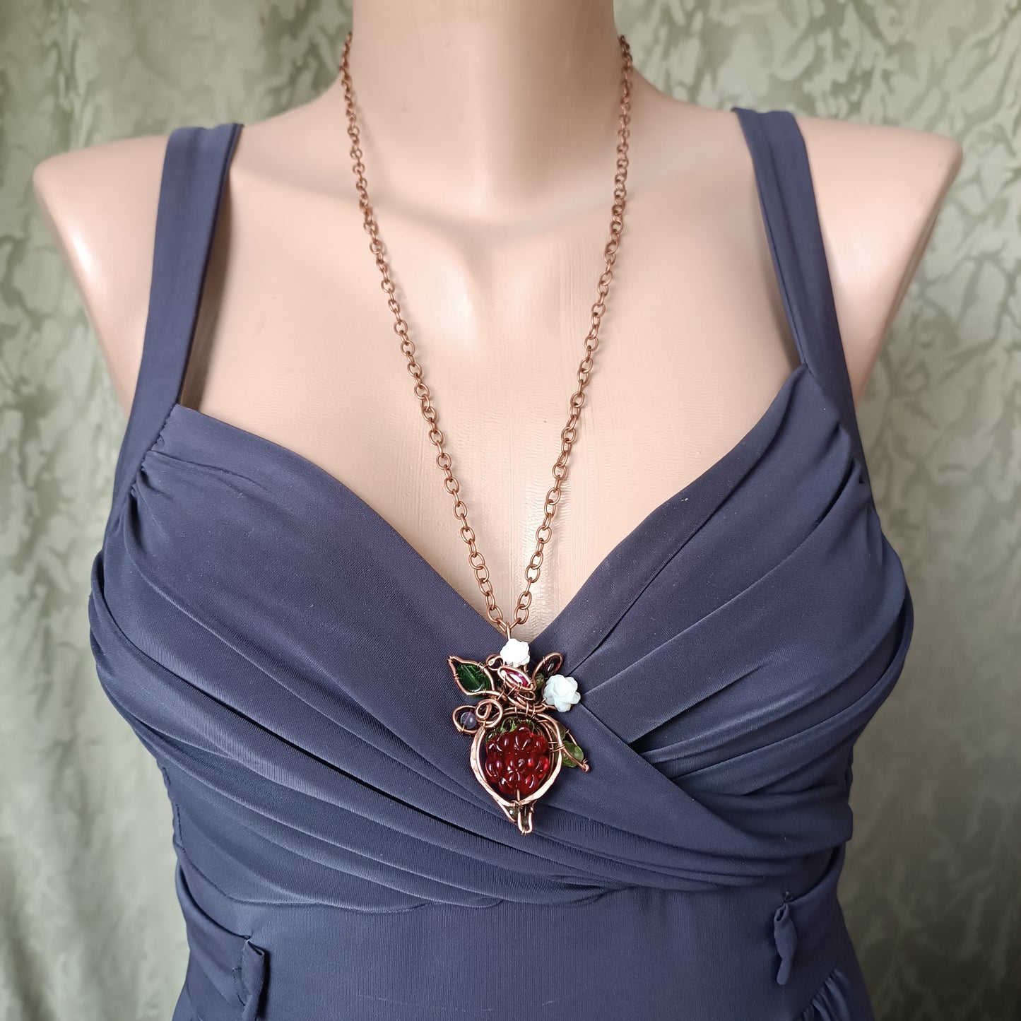 Glass raspberry necklace