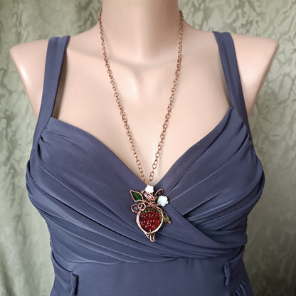 Glass raspberry necklace