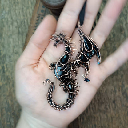 Midnight guardian. Dragon necklace.