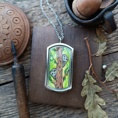 Wizard's helpers🌿 Painted pendant🦉🐿️