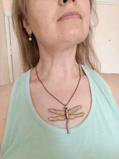 Steampunk dragonfly pendant