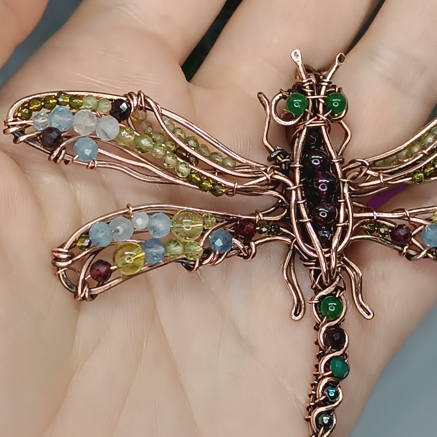 Sparkling wings dragonfly necklace